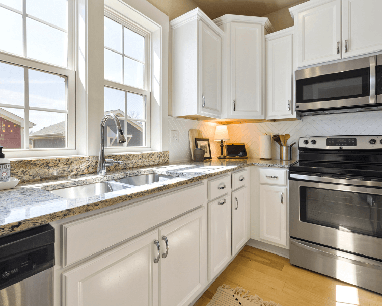 clean kitchen area with sunlight